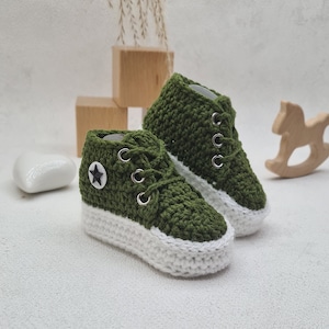 Knitted shoes for babies, crocheted sneakers, baby booties, newborn gift, baptism gift, baby shower gift, birth gifts image 3