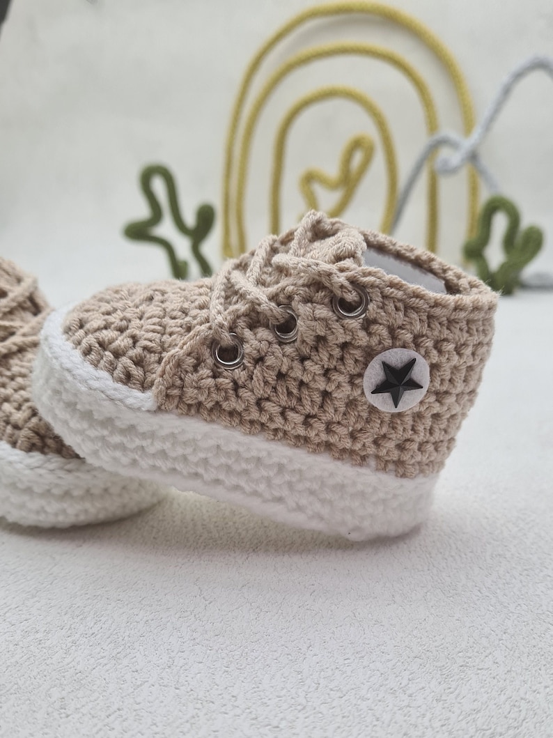 Knitted shoes for babies, baby booties, newborns, baby shoes from 0-3,3-6,6-9,9-12 months, gift, baptism, birthday, sneakers. image 4