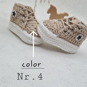 Knitted shoes for babies, baby booties, newborns, baby shoes from 0-3,3-6,6-9,9-12 months, gift, baptism, birthday, sneakers. image 5