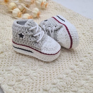 Strickschuhe für Babys,Baby Booties,Neugeborene,Babyschuhe von 0-3,3-6,6-9,9-12 Monate, Geschenk, Taufe, Geburtstag, Sneakers. image 5