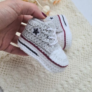 Strickschuhe für Babys,Baby Booties,Neugeborene,Babyschuhe von 0-3,3-6,6-9,9-12 Monate, Geschenk, Taufe, Geburtstag, Sneakers. image 3