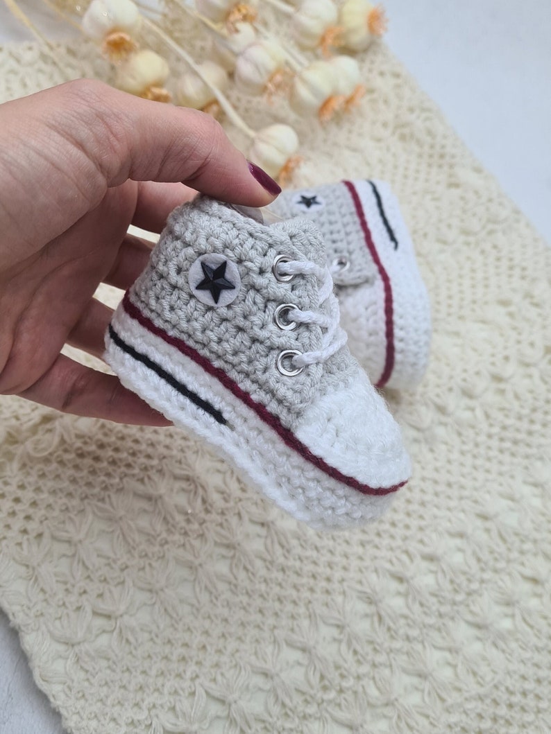 Chaussures tricotées pour bébés, chaussons bébé, nouveau-nés, chaussures bébé de 0-3,3-6,6-9,9-12 mois, cadeau, baptême, anniversaire, baskets. image 3