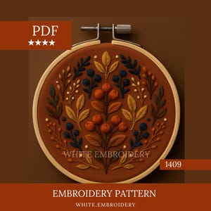 Схема ручной вышивки «Осенние ягоды» (PDF) | Размеры пялец 3–8 дюймов | Мгновенная загрузка — Схема 1409