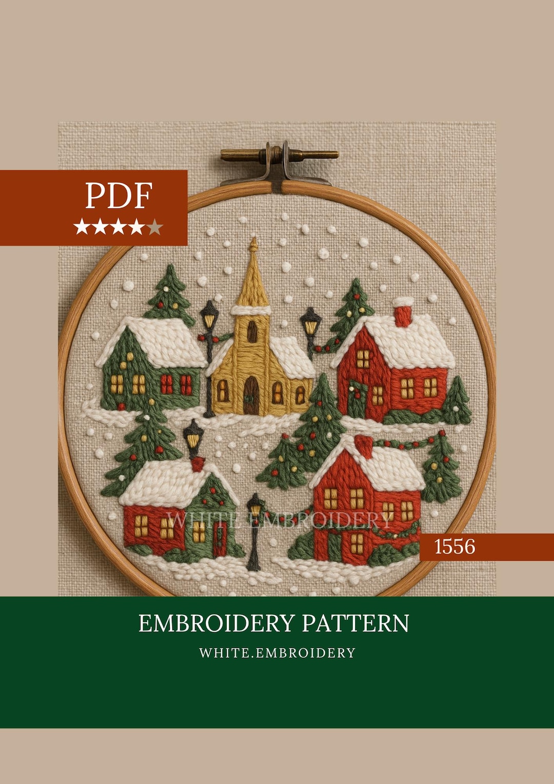 Christmas Village Embroidery Designs, Hand Embroidery PDF, Holiday ...