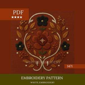 Warm Autumn Tones Wreath Hand Embroidery Pattern (PDF) | 3–8″ Hoop Sizes | Instant Download — Pattern 1471