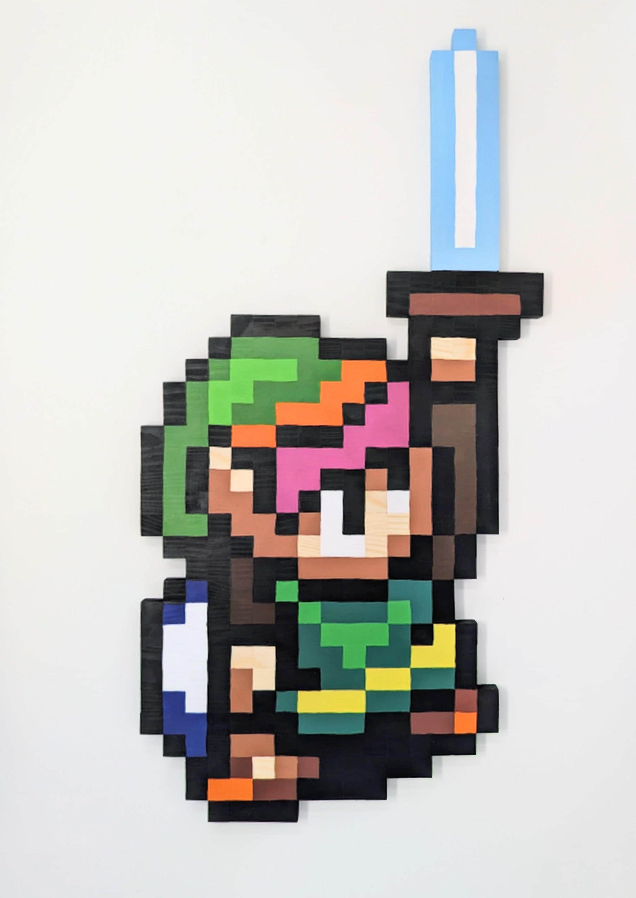 Handmade Wooden Pixel Link From the Legend of Zelda: a Link to the
