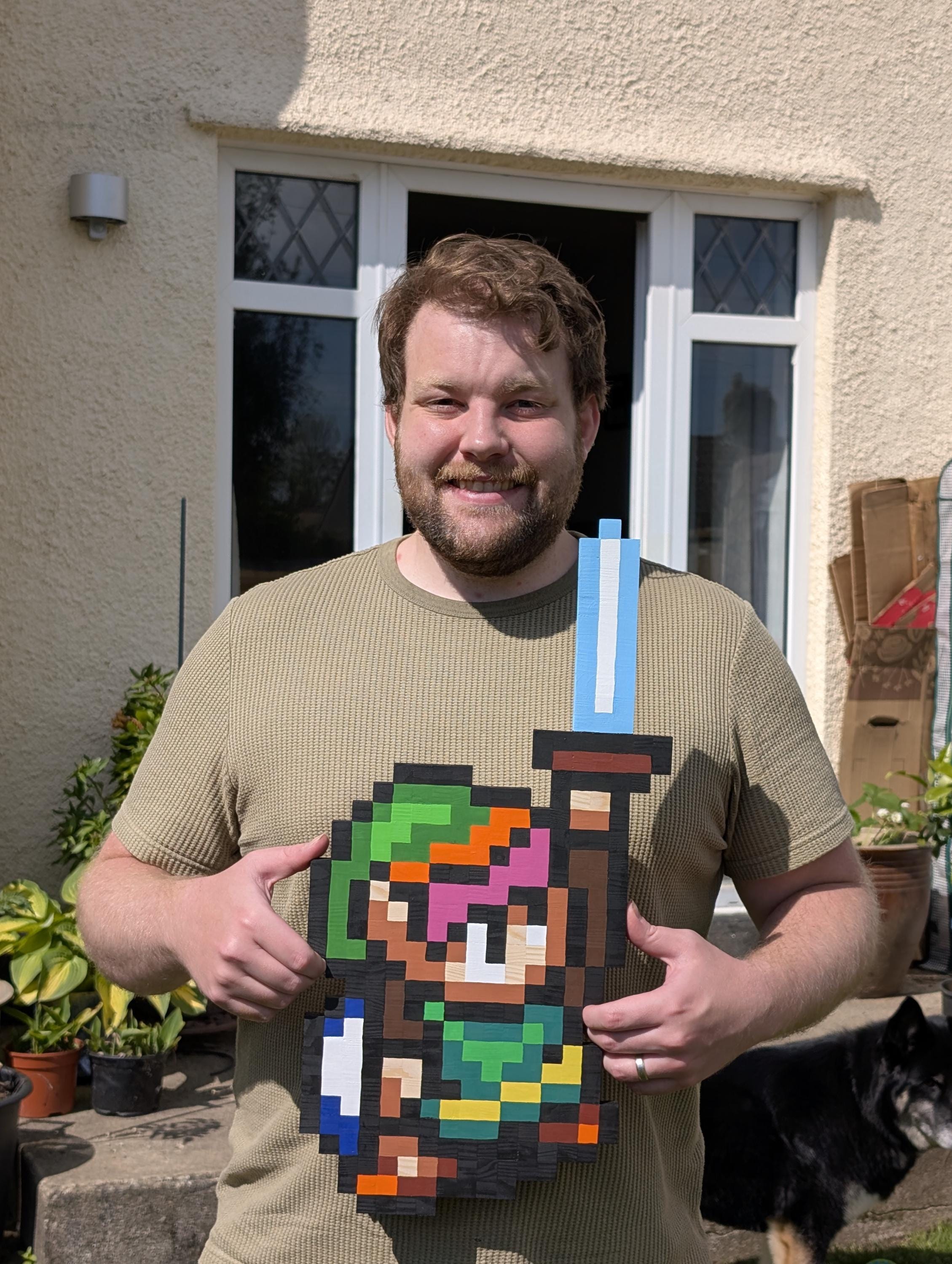 Handmade Wooden Pixel Link From the Legend of Zelda: a Link to the