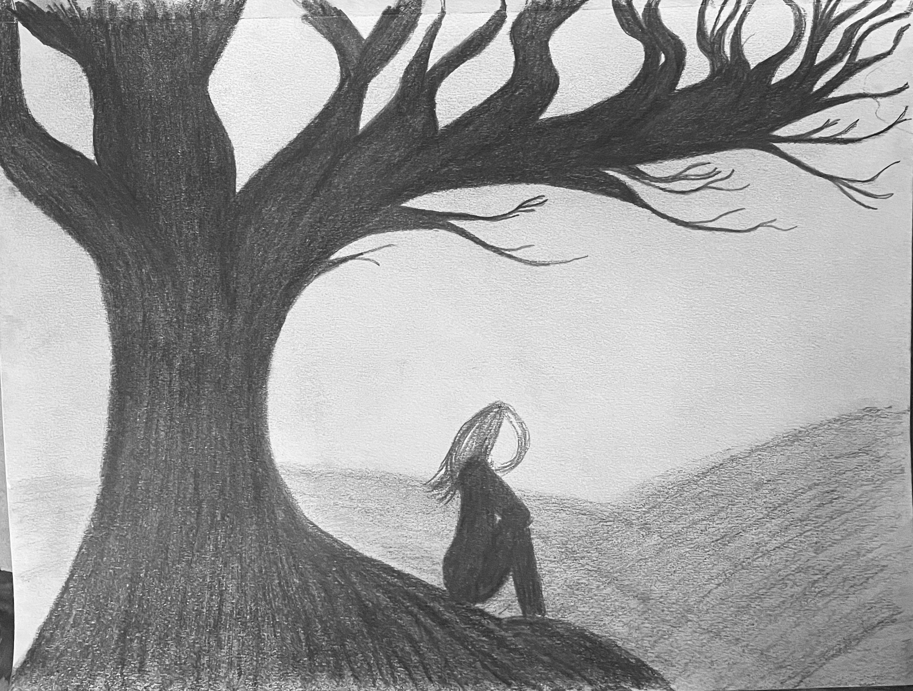 Contemplative Isolation Drawing - Etsy UK