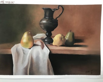 Pastellkreidenbild DIN A3 (29,7cm x 42cm):Stilleben ,Soft pastels painting Still life ,Tableau pastel de natures mortes