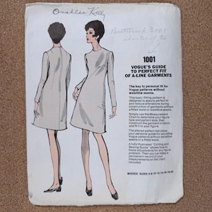 Vogue 1001 A-Line Fitting Shell Pattern, 1970s Size 14 Guide