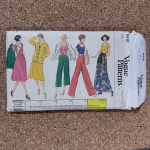 Vogue 9410 Tailored Separates and Knit T Shirt Pattern Size 14