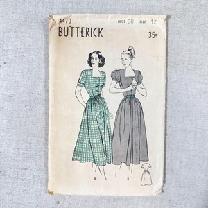 1950s Square Neck Dirndl House Dress Pattern Butterick 4470 Bust 30