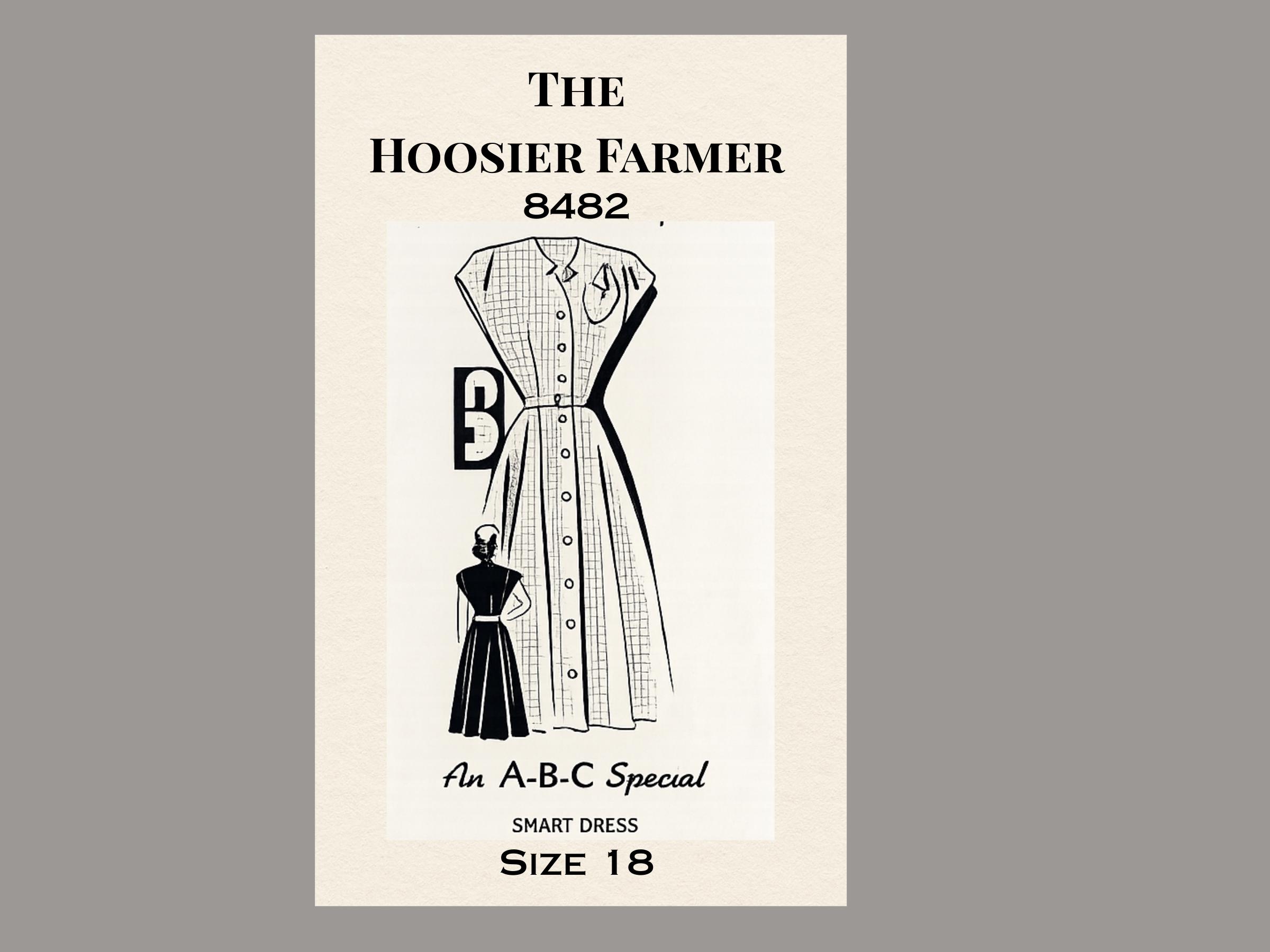 Hoosier Farmer 8482 1940s Dress Sewing Pattern Size 18 Bust 36 Button ...