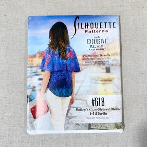 Silhouette Patterns 618 Bailey's Cape Sleeved Blouse Sewing Pattern Sizes 1-4 and 5W-8W