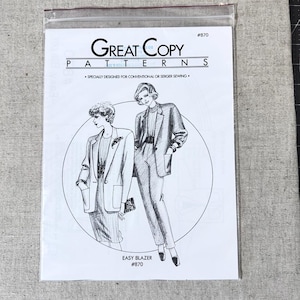 1990s Unstructured Blazer Jacket Pattern by Great Copy 870 XS-XL