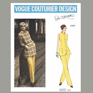 Vogue Jo Mattli 2427 Couture Trouser Suit Pattern Size 10