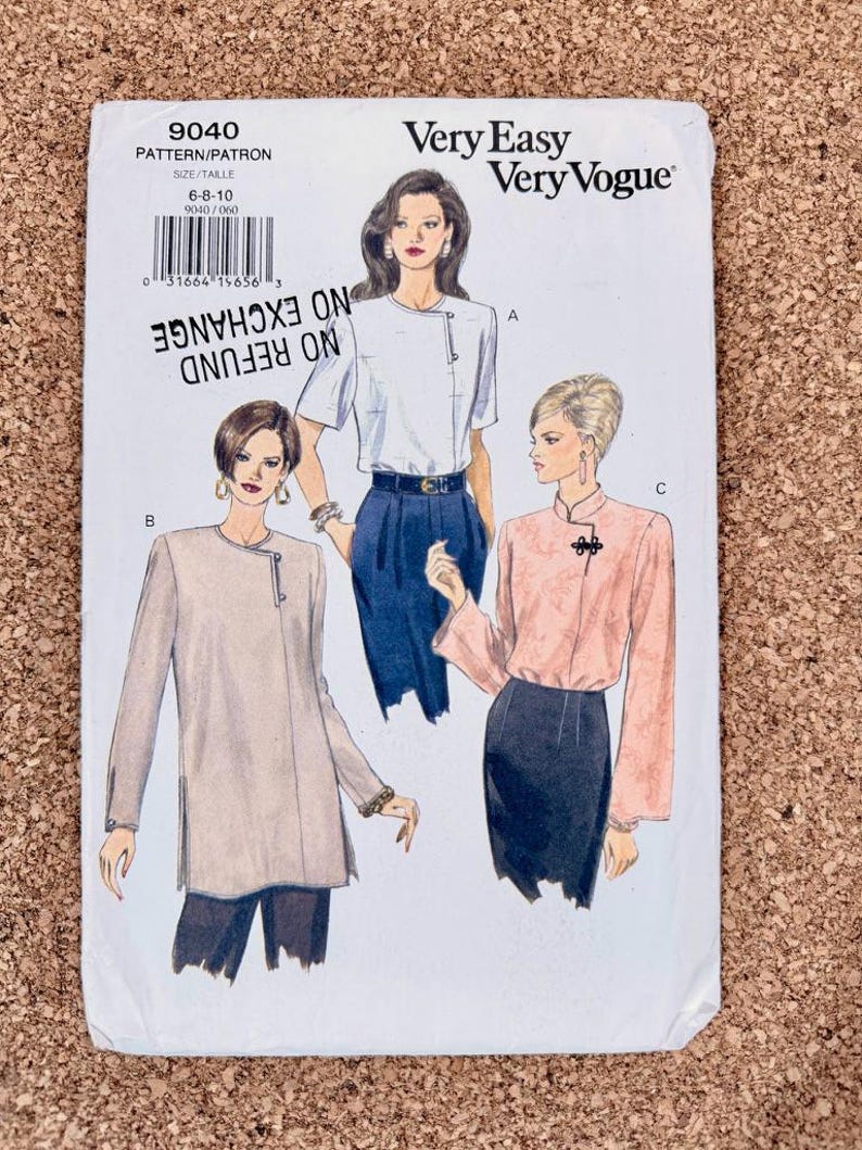 Vogue 9040 Very Easy Misses Tunic Pattern 1994 Size 6-8-10 - Etsy