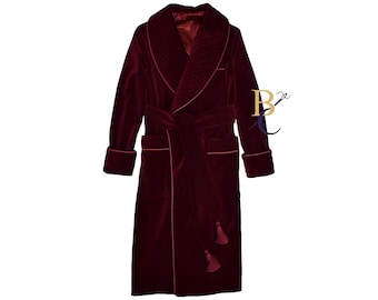 Elegant Maroon Satin Loungewear Robe for Men.