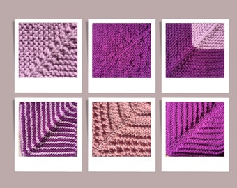 6 Mitred Square Knitting Patterns, Mitered Squares Patterns,Knit Afghan with squares, Knitting Squares Pattern,Knit Mitred Squares Patchwork