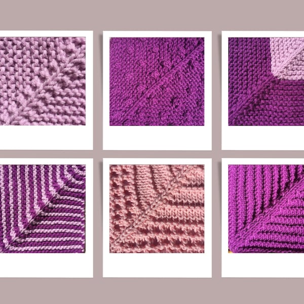 6 Mitred Square Knitting Patterns, Mitered Squares Patterns,Knit Afghan with squares, Knitting Squares Pattern,Knit Mitred Squares Patchwork