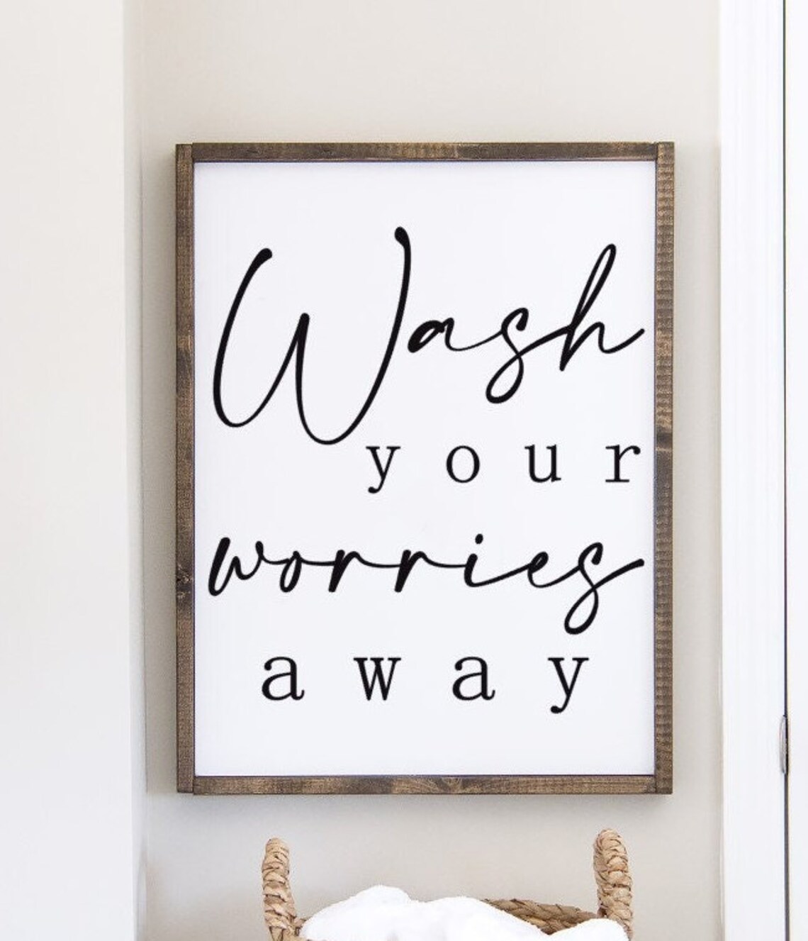 Wash Your Worries Away Bathroom Sign | Framed Canvas Sign | Bathroom ...