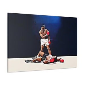 Muhammed Ali Artist Grade Canvas Wrap, Painting Printed on Canvas, Gym Room, Man Cave, Bar, Game Room