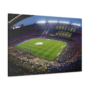 FC Barcelona Gracias Johan Canvas Gallery Wrap, Johan FC Barcelona, FC Barcelona Wall Art, Barcelona Stadium