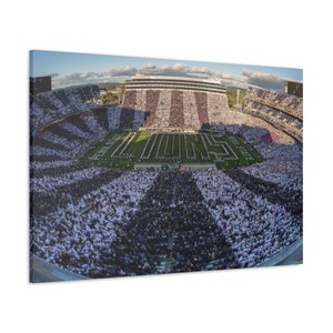 Penn State Football Wall Art Canvas, Football Gift, Ready to hang Canvas Stadium, Beaver Stadium White Out Penn State Night Game Wall Decor