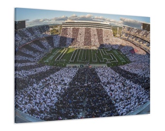 Penn State Football Wall Art Canvas, Football Gift, Ready to hang Canvas Stadium, Beaver Stadium White Out Penn State Night Game Wall Decor