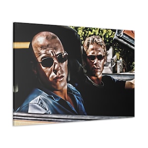 Fast and Furious Painting on Canvas Gallery Wrap, Paul Walker, Vin Diesel, Brian Oconnor, Dominic Toretto, Wall Art
