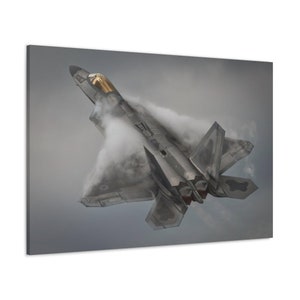 F22 Raptor Canvas Gallery Wrap, Military Fighter Jet Wall Art, Air Force Home Decor