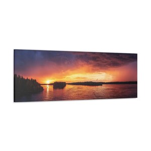 Sunset over a Lake Artist Grade Canvas Gallery Wrap, Orange Sunset, Sunny Lake, Reflection in a Lake, Wall Art, Home Decor