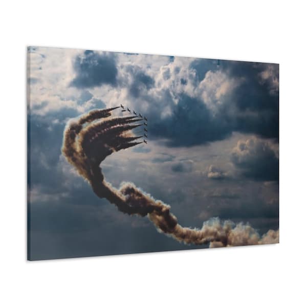Military Planes on a Cloudy Sky Wrap Canvas, Airforce Maneuvers, Airplanes, Military Planes