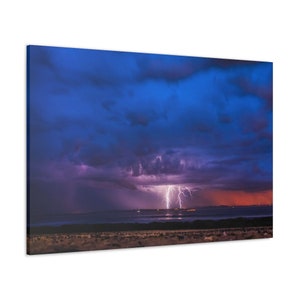 Lightning over Water Canvas Wrap, Lightning Strike, Lightning Storm, Night Lightning