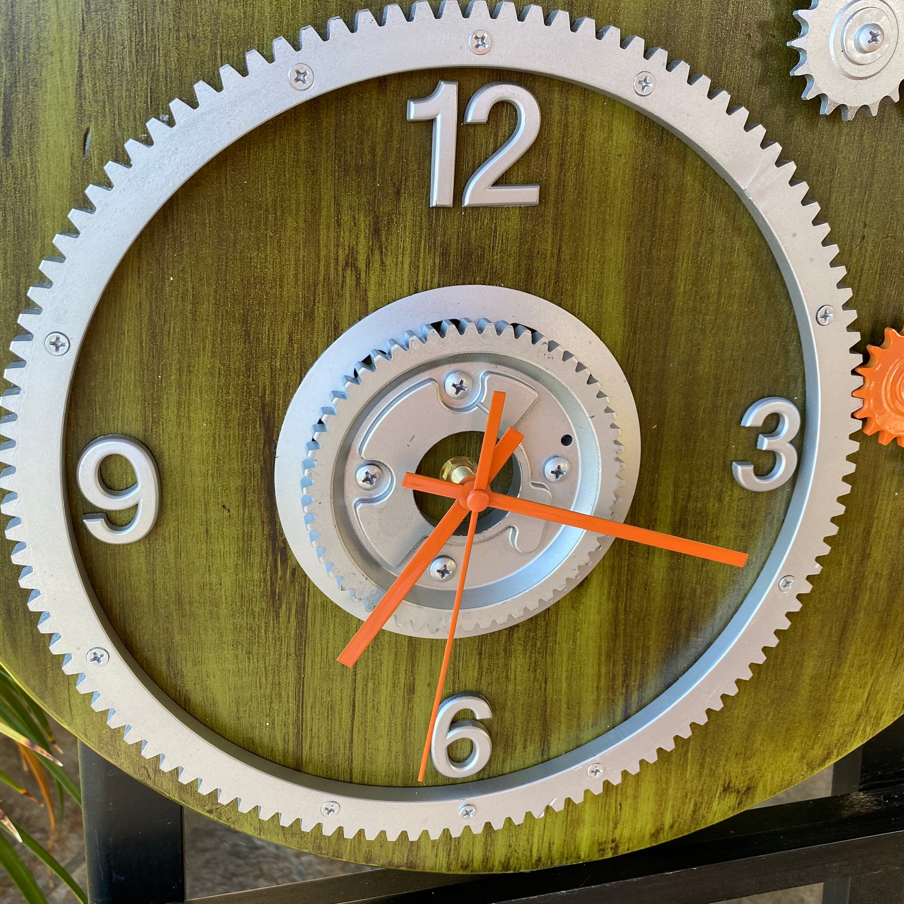 Automotive Parts Wall Clock, Industrial Garage Decor, Steampunk
