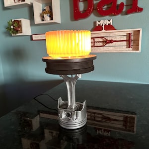 Desk Lamp, Night Light, Office Light Fixture, Automotive Repurposed Parts, Piston Blower Motor Unique Lamp, Table Lamp, Turning Night Light
