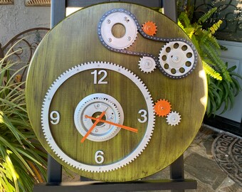 AUTOart製 ホイールスピナー型 クロック インテリアオブジェ Automotive Parts Wall Clock, Industrial Garage Decor, Steampunk
