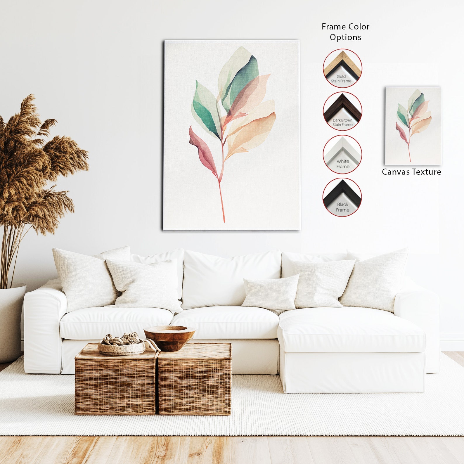 Minimalist Botanical Art Canvas, Modern Leaf Illustration, Abstract ...