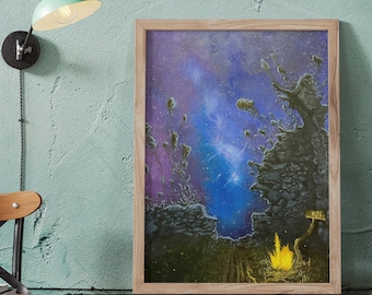 Cosmic Art Print, Surreal Wall Art, Galaxy Art Decor, Digital Art Print, Space Wall Art, Whimsical Art, Fantasy Decor, Digital Download