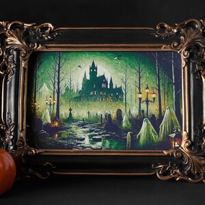 Digital Ghosts Print, Ghosts Decor Printable Wall Art, Halloween Ghost Paints, Spooky Season Dark Decor, Halloween Decor, Haunted Castle