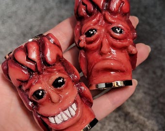 Estuche para encendedor Corazón roto / San Valentín / Piezas de dualidad Corazón roto y corazón roto / Polímero de corazones de carne ensangrentada