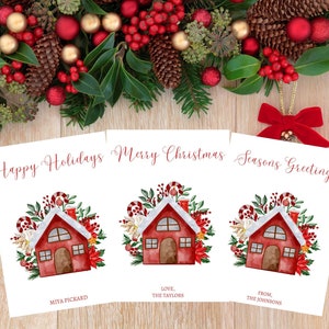 Custom Holiday Notecards, Personalized Holiday Cards, Christmas Greeting Cards, Holiday Card Set, Seasons Greetings Card Set with envelopes