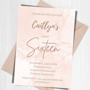 Sweet 16 Invitation, Editable 16th Birthday Invitation, Sweet 16 Invitation Template, Instant Download