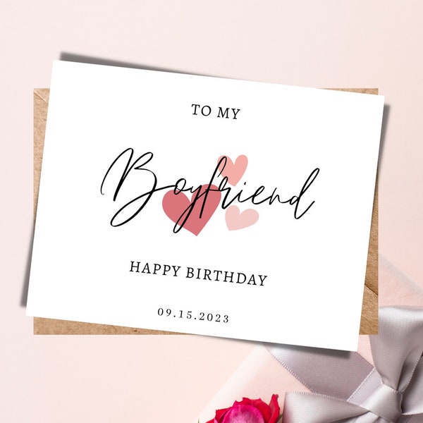 Boyfriend Birthday Card, Custom Birthday Card For Boyfriend, Personalized Boyfriend Birthday Card, Romantic Birthday Note Card