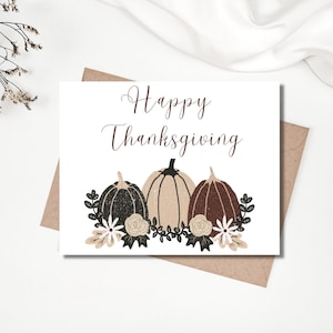 Happy Thanksgiving Card, Thanksgiving Greeting Card Set, Fall Greeting Card Set, Pumpkin Card Set, Blank Thanksgiving Note card Set