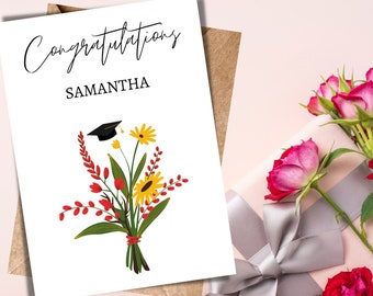 Bouquet Personalized Graduation Cards 2025, Customizable Graduation Card, Congratulations Graduate Card, Graduation Gift