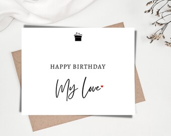 Birthday Card For Partner, Lover Birthday Card, Romantic Birthday Note Card for Boyfriend, Girlfriend, Wife, Husband, Significant other
