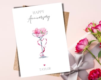 Personalized Anniversary Card, Anniversary Card For Wife, Partner, Custom Anniversary Card, Custom name Anniversary Card with envelope