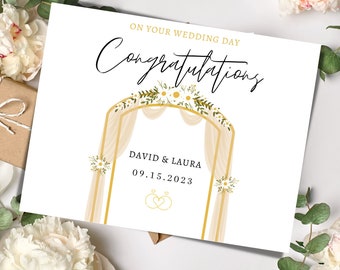 Personalized Wedding Card, Floral Arch Design, Congratulations