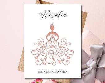 Quinceanera Card, Quinceanera Birthday Card, 15th Birthday Card, Custom Quince Card, Personalized Birthday Card
